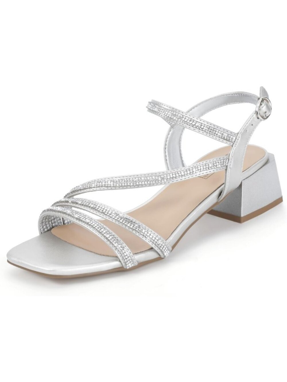 Sparkly Rhinestone Low Heels | Dressy Block Heeled Sandals for Women